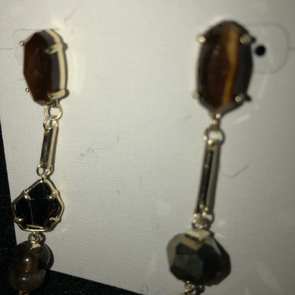 Kendra Scott tiger eye hematite dangle earrings - Picture 4 of 5